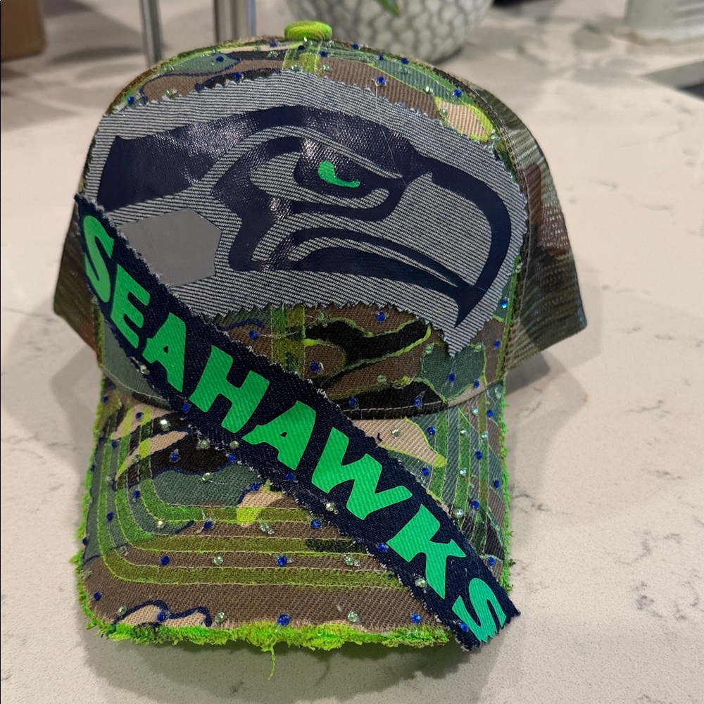 Custom glow in the dark Seahawks Camouflage Cap
